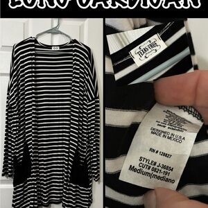 Texas True Black and White Striped Women's Cardigan